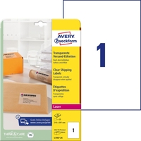 AVERY Zweckform Versand-Etiketten Versand-Etik.Transp.210x297 210, 0 x 297, 0 mm Transparent