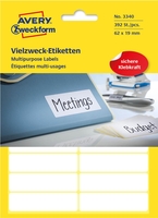 AVERY Zweckform Vielzweck-Etiketten Vielzweck-Etik. 60x19 392st 62, 0 x 19, 0 mm weiß