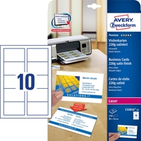 AVERY Zweckform Visitenkarten Visitenk.Ultraweis, blanko, 250 C32016-25 220 g/m² satiniert weiß