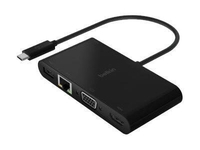 Belkin CONNECT USB-C auf Gigabit-Ethernet/HDMI/VGA/USB-A-Adapter,  100W PD,  schwarz (AVC004btBK)