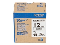 Brother HGE231V5 - Laminiertes Band - Schwarz auf Weiß - Rolle (1, 2 cm x 8 m) - 5 Rolle(n) - für P-Touch PT-9500pc,  PT-9