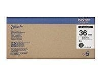 Brother HGE261V5 - Laminiertes Band - Schwarz auf Weiß - Rolle (3, 6 cm x 8 m) - 5 Rolle(n) - für P-Touch PT-9500pc,  PT-9