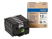 Brother HGEM931V5 - Laminiertes Band - Schwarz auf Silber - Rolle (1, 2 cm x 8 m) - 5 Rolle(n) - für P-Touch PT-9500pc,  P