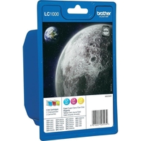 Brother Original LC-1000 Druckerpatronen 3er Multipack C/M/Y 400 Seiten (LC1000RBWBPDR)