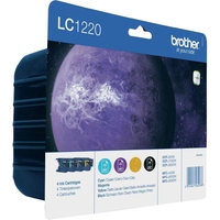 Brother Original LC-1220 Druckerpatronen 4er Multipack BK/C/M/Y 300 Seiten (LC1220VALBPDR)