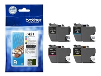Brother Original LC421 Druckerpatrone 4er Multipack C/M/Y/K - 200 Seiten (LC421VAL)