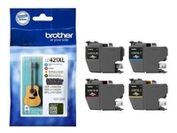 Brother Original LC421XL Druckerpatrone 4er Multipack BK/C/M/Y - 500 Seiten (LC421XLVAL)