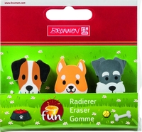 BRUNNEN Radiergummis Radierer Hund 3er farbsortiert