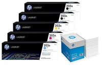 Bundle mit HP Original 203A Toner 5er Multipack + 2.500 Blatt HP Kopierpapier hochweiß