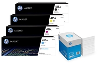Bundle mit HP Original 415A Toner 4er Multipack + 2.500 Blatt HP Kopierpapier hochweiß