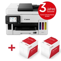 Canon-Garantie-Aktion: 3 Jahre erweiterte Garantie --> Canon MAXIFY GX6050 MegaTank Multifunktionsdrucker + Canon Red Label Superior A4-Geschäftspapier 80g/m² - 5.000 Blatt