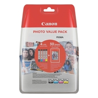 Canon Original CLI-571XL Druckerpatronen - Value Pack + Fotopapier (0332C005)