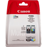 Canon Original PG-560 + CL-561 Druckerpatronen 2er-Pack - BK/C/M/Y 180 Seiten - mit Diebstahlsicherung