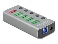 DeLOCK Externer USB 3.2 Gen 1 Hub mit 4 Ports und USB-A + 1 Schnellladeport