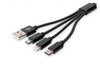 DIGITUS 3-in-1 USB-Ladekabel - USB / USB-C / Lightning / Micro-USB 0, 15m