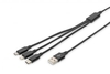 DIGITUS 3-in-1 USB Ladekabel - USB / USB-C / Lightning / Micro USB 1m