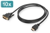 DIGITUS HDMI - DVI Adapterkabel Typ A-DVI (18 + 1) St/St,  2m,  10er Set,  Full HD,  schwarz