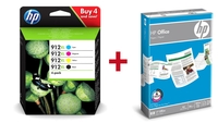 Druckerpatronen Bundle mit HP Original 912XL Multipack + 500 Blatt HP Kopierpapier