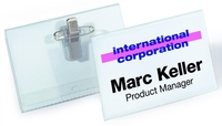 DURABLE Namensschilder Namensschild M.Kombiklemme 50s 7.5 cm x 4 cm Hartfolie Transparent