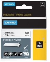 DYMO® Original IND-Schriftband für Rhino™ Nylon 12mm x 3, 5m - schwarz auf weiss