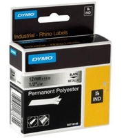 DYMO® Original IND-Schriftband für Rhino™ Permanent Polyester 12mm x 5, 5m - schwarz auf metallic