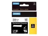 DYMO® Original IND-Schriftband für Rhino™ Permanent Polyester 12mm x 5, 5m - schwarz auf transparent