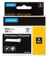 DYMO® Original IND-Schriftband für Rhino™ Permanent Polyester 9mm x 5, 5m - schwarz auf weiss