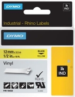 DYMO® Original IND-Schriftband für Rhino™ Vinyl 12mm x 5, 5m - schwarz auf gelb