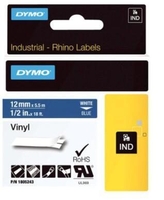 DYMO® Original IND-Schriftband für Rhino™ Vinyl 12mm x 5, 5m - weiss auf blau
