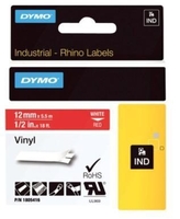 DYMO® Original IND-Schriftband für Rhino™ Vinyl 12mm x 5, 5m - weiss auf rot