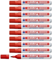 edding 3000 Permanentmarker 1, 5 - 3, 0 mm - rot - 10 Stück