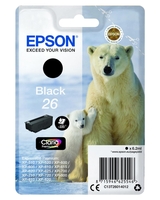 Epson Original 26 Eisbär Druckerpatrone schwarz 220 Seiten 6, 2ml (C13T26014012)