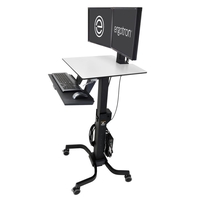 Ergotron WorkFit-C Dual mobiler Steh-Sitz Arbeitsplatz mit patentierter CF-Technologie für Bildschirme bis 60, 96cm (24")