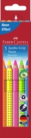 FABER-CASTELL Buntstifte Farbstifte Grip Jumbo Neon, 5St Mehrfarbig