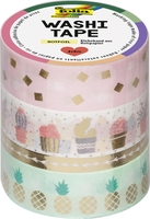 folia Deko-Klebeband 15 mm x 5 m 4 Motive rosa,  grün gold