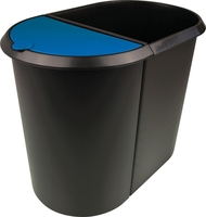 helit Papierkörbe Helit Duo Papierkorb schw/blau 20, 0 + 9, 0 l Schwarz