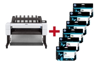 HP DesignJet T1600 PostScript Großformatdrucker Plotter inkusive zusätzlichem HP Tintenset 730
