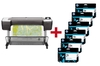 HP DesignJet T1700 PostScript Großformatdrucker Plotter inkusive zusätzlichem HP Tintenset 730