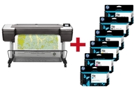 HP DesignJet T1700 PostScript Großformatdrucker Plotter inkusive zusätzlichem HP Tintenset 730