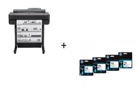 HP DesignJet T650 Tintenstrahl-Großformatdrucker inklusive zusätzlichem HP Tintenset 712