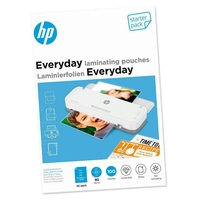 HP Everyday Laminierfolien-Set glänzend für A4,  A5,  A6,  Visitenkartenformat je 25x 80 micron