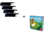 HP Original 117A Toner - 4er Multipack + Spiel des Jahres 2023 - Dorfromantik (cyan,  m