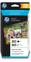 HP Original 303 Photo Value Pack 2 Druckerpatronen schwarz & cyan, magenta, gelb/ 40 Blatt Fotopapier 10x15 cm (Z4B62EE)