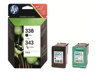 HP Original 338/ 343 Druckerpatronen Doppelpack schwarz,  cyan,  magenta,  gelb (SD449EE)