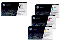 HP Original 507A/ 507X Toner 4er Set schwarz hohe Kapazität,  cyan,  magenta,  gelb