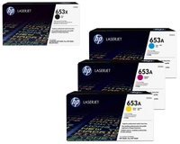 HP Original 653X/ 653A Toner 4er Set schwarz hohe Kapazität,  cyan,  magenta,  gelb