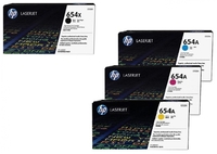 HP Original 654X/ 654A Toner 4er Set schwarz hohe Kapazität,  cyan,  magenta,  gelb