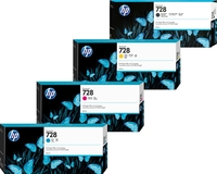 HP Original 728 Druckerpatronen - 4er Multipack (F9K17A,  F9K16A,  F9K15A,  F9J68A)