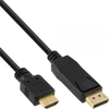 InLine DisplayPort zu HDMI Konverter Kabel 2m,  vergoldete Kontakte,  schwarz