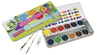 JOLLY Wasserfarbkasten hellgelb,  orange,  zinnoberrot,  violett,  ultramarinblau,  hellgrün,  dunkelgrün,  goldocker,  schwarz, 